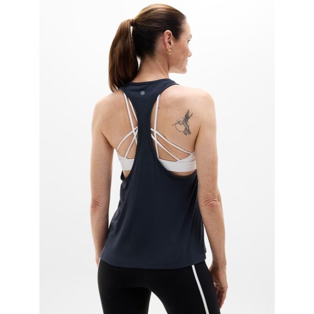 Athleta M With Ease Sport Racerback Tank Eclipse Navy Blue Medium